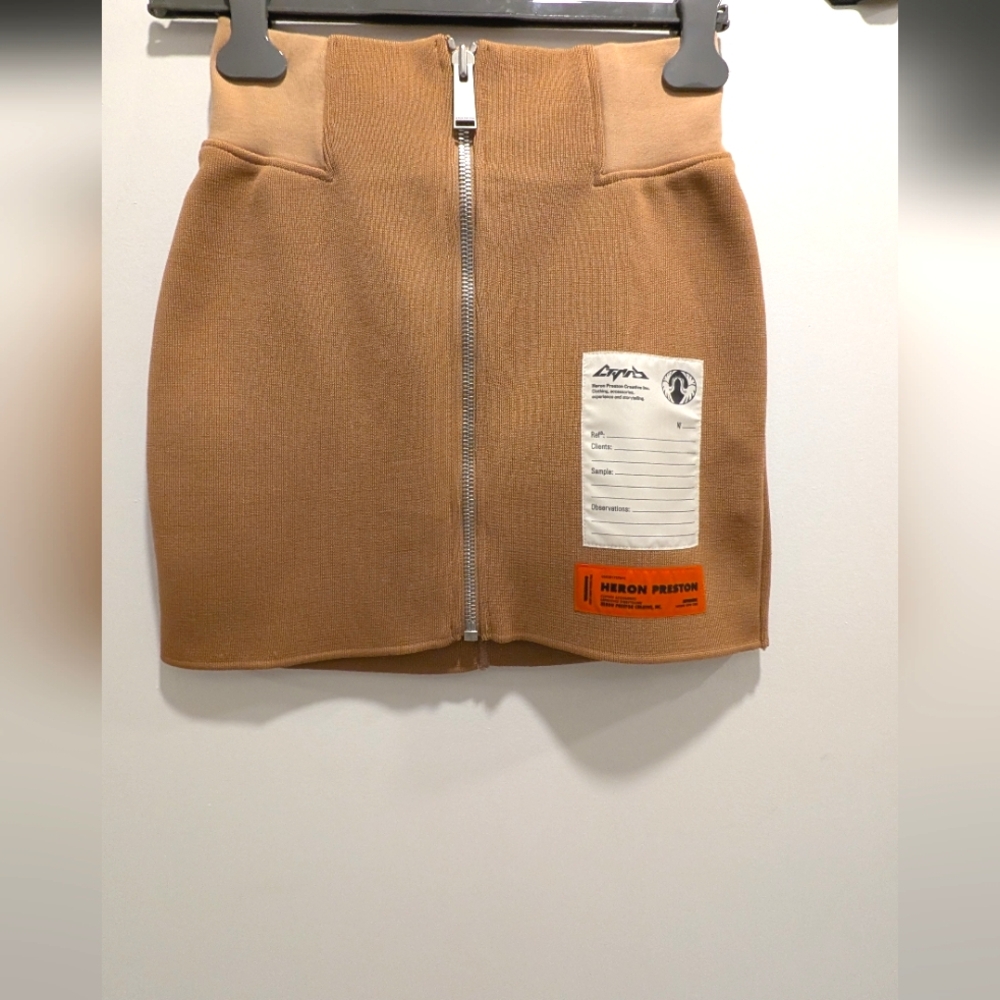 Heron Preston Tan Zip Mini Skirt